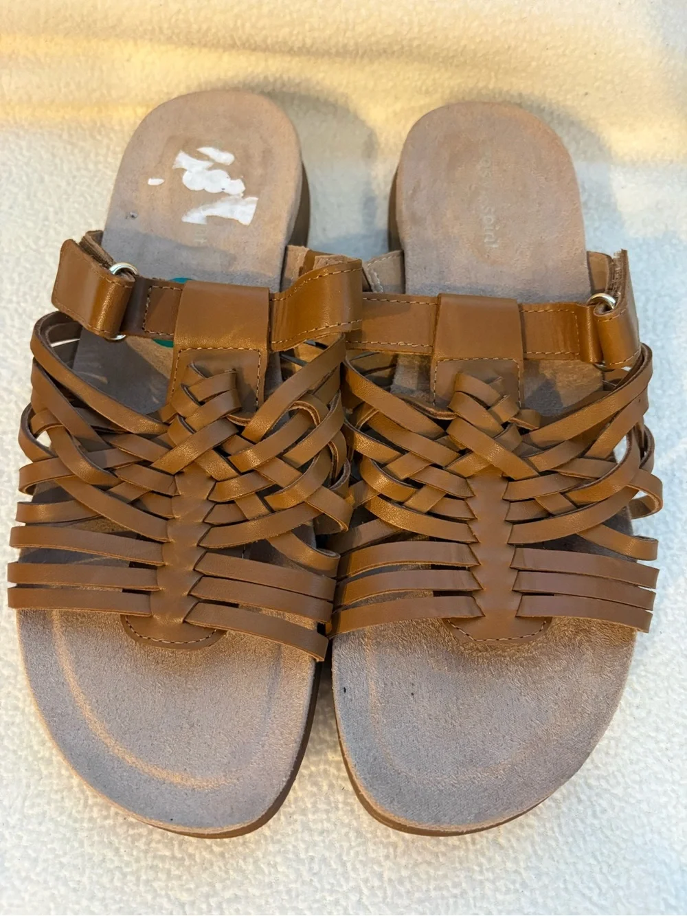 Easy Spirit Woven Slide Sandals - Tan Brown